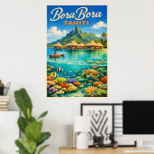 ボラボラタヒチ - ヴィンテージ旅行 ポスター (ホームオフィス)