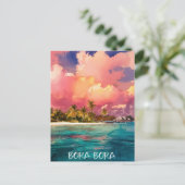 ボラボラポリネフランスのシア水カラー絵を描ズ ポストカード (スタンド正面)