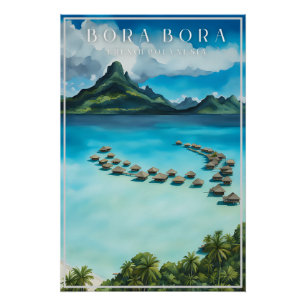 ボラボラレトロ旅行ポスターポリネシアフランスのス ポスター