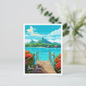 ボラボラヴィンテージトラベルイラストレーション ポストカード (スタンド正面)
