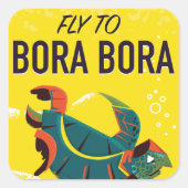 ボラボラヴィンテージ旅行ポスター スクエアシール (正面)