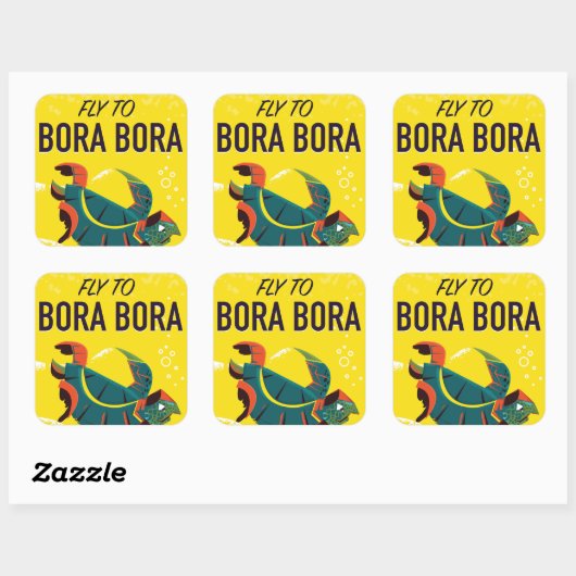 ボラボラヴィンテージ旅行ポスター スクエアシール (シート)