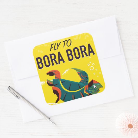 ボラボラヴィンテージ旅行ポスター スクエアシール (封筒)