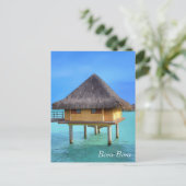ボラボラ島のバンガローのアートイラスト ポストカード (スタンド正面)