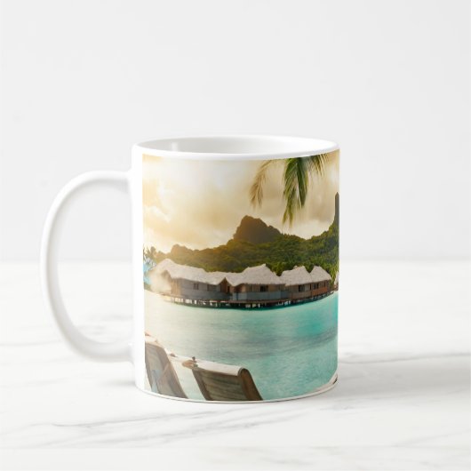 ボラボラ島の絵葉書 (Bora Bora d) コーヒーマグカップ (左)