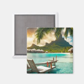 ボラボラ島の絵葉書 (Bora Bora d) マグネット (正面/裏面)