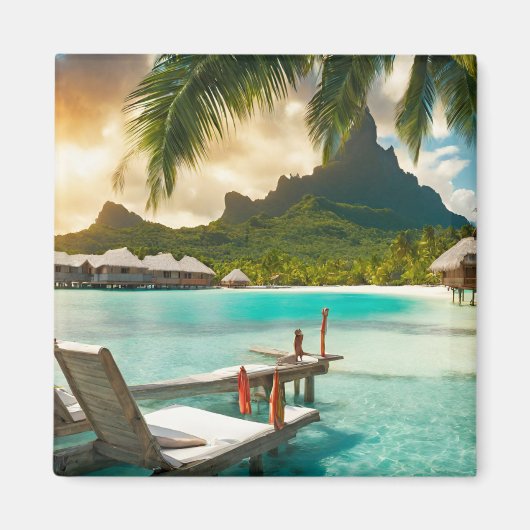 ボラボラ島の絵葉書 (Bora Bora d) マグネット (正面)