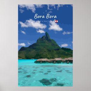 ボラボラ島 フランス領ポリネシア - ビーチリゾート ポスター