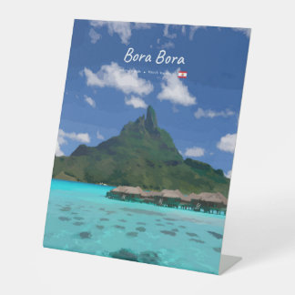ボラボラ島 フランス領ポリネシア - ビーチリゾート 台座サイン