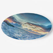 ボラボラ美しい夕日 ペーパープレート (アングル)