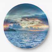 ボラボラ美しい夕日 ペーパープレート (正面)