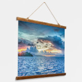 ボラボラ美しい夕日 吊り下げ型タペストリー (傾斜あり)