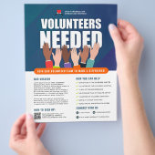 ボランティアが必要プロフェッショナルハンズブルー&ホワイト チラシ (手)