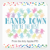 ボランティアのクラスの母ハンズあなたは最高のダウン スクエアシール (正面)