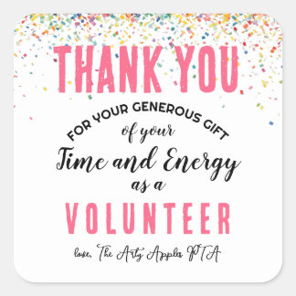 ボランティアの感謝の週のステッカー スクエアシール