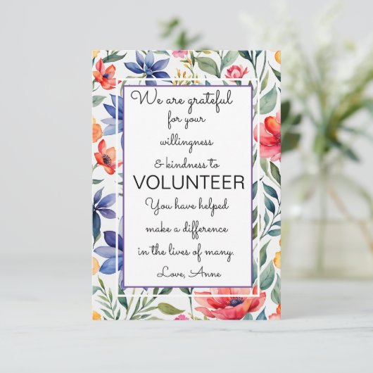 ボランティアの感謝の週のフローラ カード (スタンド正面)