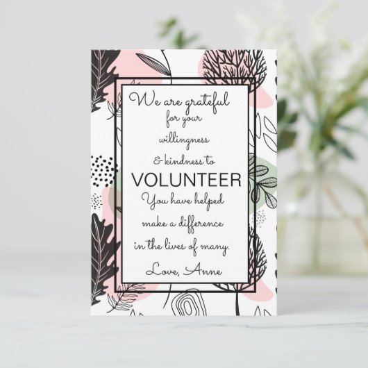 ボランティアの感謝の週の木のカード カード (スタンド正面)