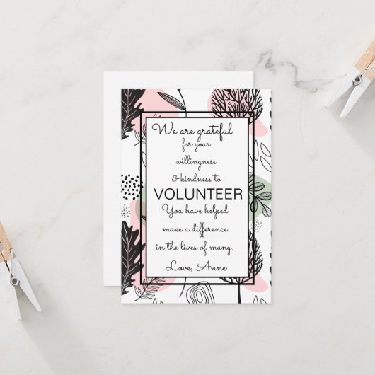 ボランティアの感謝の週の木のカード カード (正面/裏面インサイチュ)