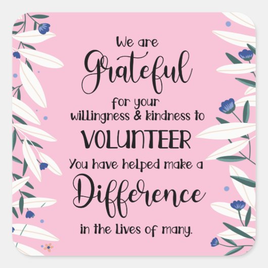 ボランティアの感謝週間カード スクエアシール (正面)
