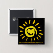 ボランティアはハートからつけます世界を照ります 缶バッジ (正面&裏面)