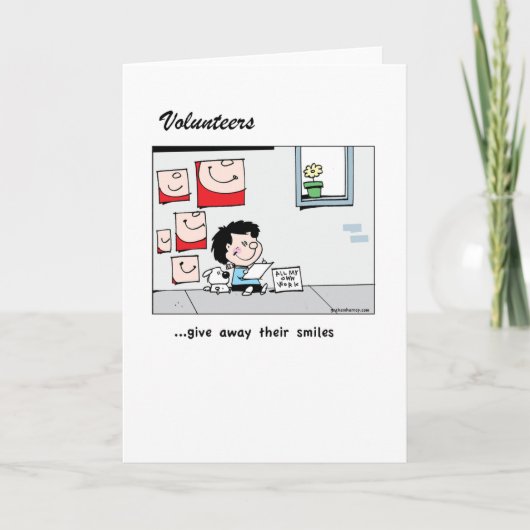 ボランティアは遠くに彼らのスマイル-サンキューカード--を与えます サンキューカード (正面)