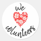 ボランティアステッカーが大好き ラウンドシール (正面)