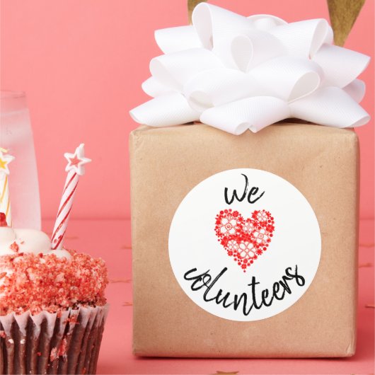 ボランティアステッカーが大好き ラウンドシール (パーティー)