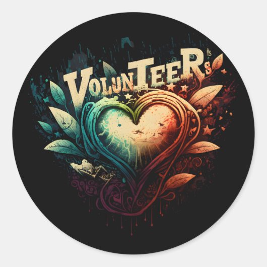 ボランティアハート ラウンドシール (正面)