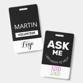 ボランティアバッジ | カスタム名札 バッジ (正面＆裏面)