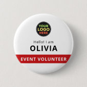 ボランティアバッジ クリップ イベント名札 白丸 缶バッジ (正面)