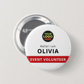 ボランティアバッジ クリップ イベント名札 白丸 缶バッジ (正面&裏面)