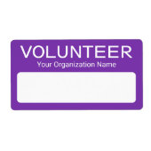 ボランティアパープル名タグステッカー書きカスタム込み可能 ラベル (正面)