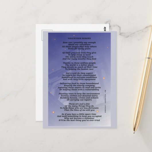 ボランティアヒーローのはがき ポストカード (正面/裏面インサイチュ)