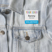 ボランティアピンバックバッジカスタムロゴ四角ボタン 缶バッジ (インサイチュ)