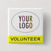 ボランティアピンバックバッジカスタムロゴ黄色い四角 缶バッジ (正面)