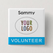 ボランティアピンバックバッジ(ロゴ四角ボタン付き) 缶バッジ (正面)