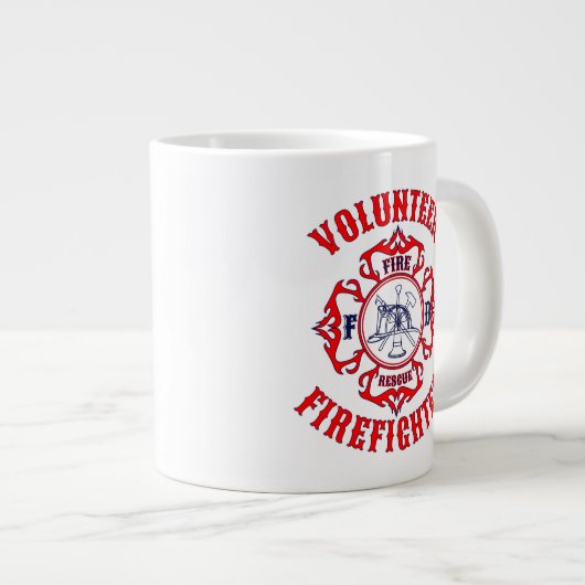 ボランティアファイアーファイターフレーミングマルチーズクロスデザイン ジャンボコーヒーマグカップ (正面右)
