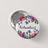 ボランティアフローラ紫色の女性バガーリーッジ 缶バッジ (正面&裏面)