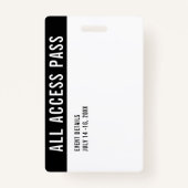 ボランティアブラック&ホワイトイベントスタッフすべてのアクセス バッジ (裏面)