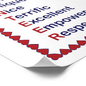 ボランティアブルーとレッドタイポグラフィホワイトポスター ポスター (角)