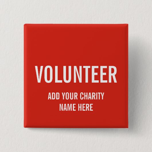 ボランティアボタンピン|赤 缶バッジ (正面)