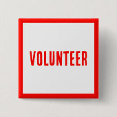 ボランティアモダン、ビジネス用の赤と白のボタン 缶バッジ (正面)