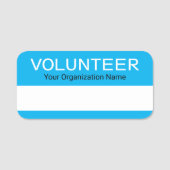 ボランティア名タグ再利用可能なドライ消去バッジブルー 名札 (正面)
