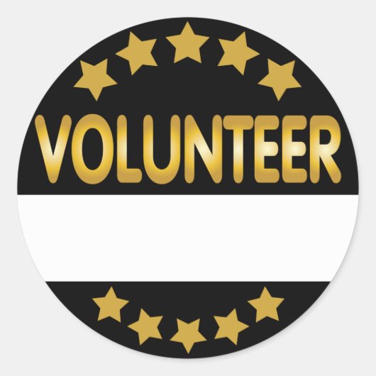 ボランティア名タグelgant金ゴールドと黒 ラウンドシール (正面)