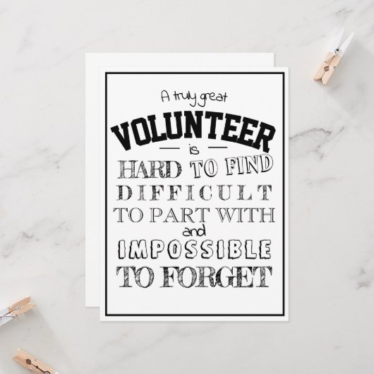 ボランティア感謝ありがとうギフトスクリプト白 カード (正面/裏面インサイチュ)