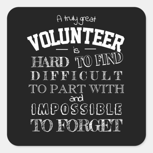 ボランティア感謝の感謝ギフトスクリプト黒 スクエアシール (正面)