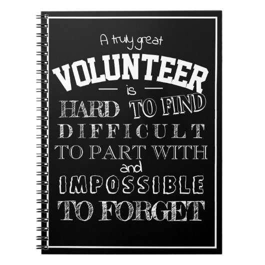 ボランティア感謝の感謝ギフトスクリプト黒 ノートブック (正面)