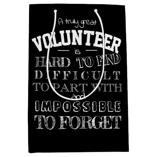 ボランティア感謝の感謝ギフトスクリプト黒 ミディアムペーパーバッグ (正面)