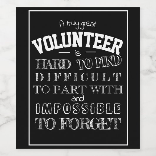 ボランティア感謝の気持ちを表す 黒いスクリプトの感謝の贈り物 ワインラベル (シングルラベル)