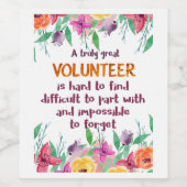 ボランティア感謝ボランティア感謝ギフト ワインラベル (シングルラベル)